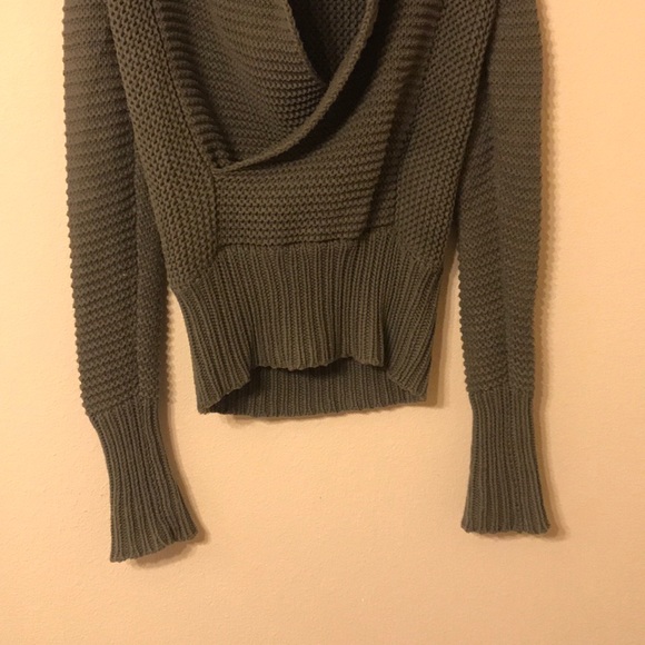 AE Olive Knit Crossover Sweater - Picture 6 of 6